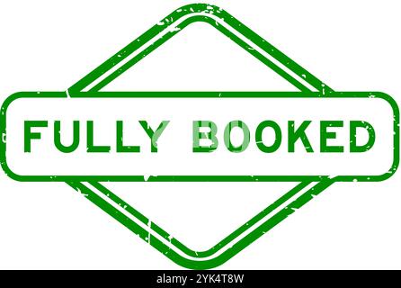 Grunge green fully booked word rubber seal stamp on white background Stock Vector
