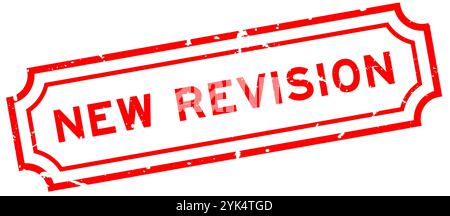 Grunge red new revision word square rubber stamp on white background Stock Vector