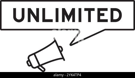 Megaphone icon with speech bubble in word unlimited on white background Stock Vector