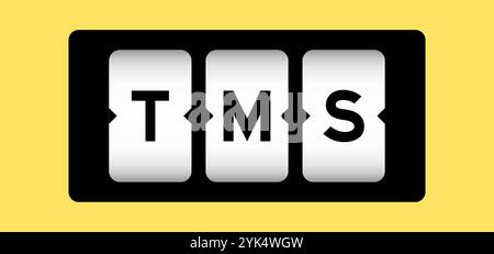 Black color in word TMS (Abbreviation of Transportation management system or Transcranial magnetic stimulation) on slot banner with yellow color backg Stock Vector