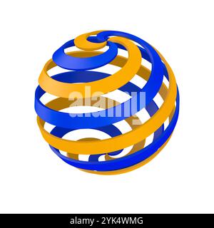 Spiral logo ball on white background. Isolated 3D illustration Stock Photo