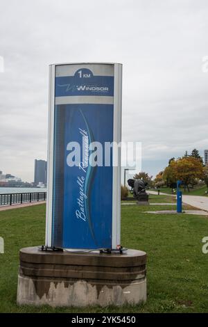 Battagello Riverwalk sign at Windsor Sculpture Garden park in Windsor, Ontario, Canada Stock Photo