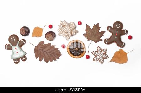 Christmas decoration design elements isolated on white background. Christmas, winter holiday, new year concept. Stock Photo