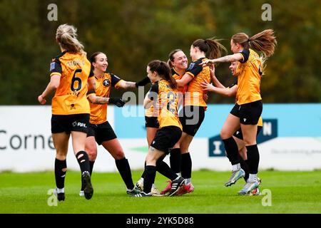 London, UK. 17th Nov, 2024. London, England, November 17th 2024: Real Bedford celebrate scoring their first goal during the FA Womens National League Division One South East game between Real Bedford and Dulwich Hamlet at McMullen Park in London, England. (Liam Asman/SPP) Credit: SPP Sport Press Photo. /Alamy Live News Stock Photo