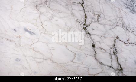 Elegant white marble texture with intricate gray and subtle gold veining. Stock Photo