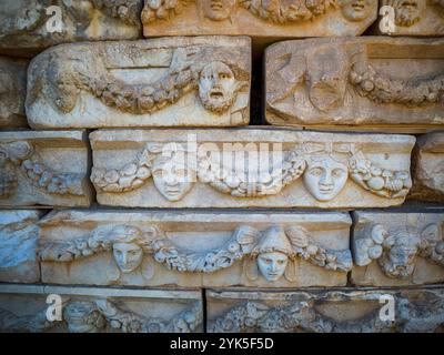 The ruins of Aphrodisias Ancient city (Afrodisias) in Turkey. The old city was named after Aphrodite, the Greek goddess of love. Stock Photo