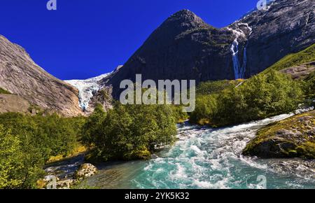 Briksdal Glacier, Briksdalsbreen, Jostedalsbreen Glacier, Jostedalsbreen National Park, Norway, Scandinavia, Europe Stock Photo