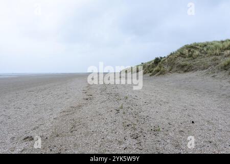 Sandy beach in ouddorp, the netherlands, in bad cloudy autumn weather Stock Photo