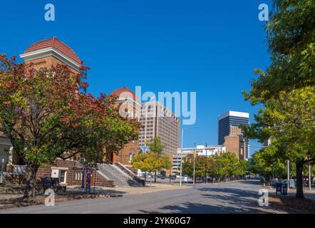 16th Street Baptist Church from 6th St N looking towards downtown, Civil Rights Distrinct, Birmingham, Alabama, USA Stock Photo