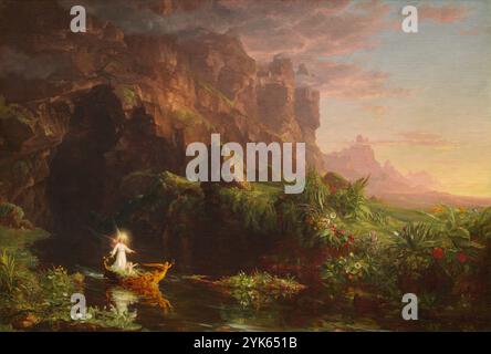 Title: The Voyage of Life: Childhood Artist: Thomas Cole Year: 1842 Medium: Oil on canvas Dimensions: 134.3 × 195.3 cm Location: National Gallery of Art Stock Photo