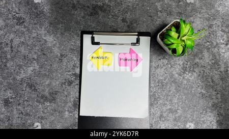 Concept of Republic or Monarchy write on sticky notes isolated on Wooden Table. Stock Photo