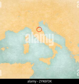 Vintage paper map of San Marino Stock Photo - Alamy