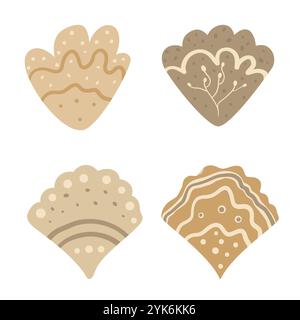 Shells elements set. Vector hand drawn flat illustration. Stock Vector