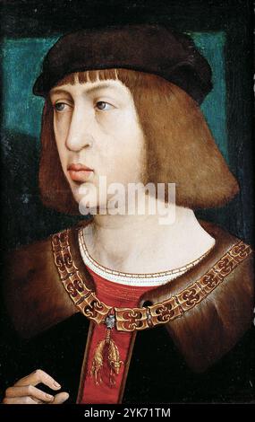 Philip the Handsome[b] (22 June/July 1478 – 25 September 1506), also called the Fair, was ruler of the Burgundian Netherlands and titular Duke of Burgundy from 1482 to 1506, as well as the first Habsburg King of Castile (as Philip I) for a brief time in 1506. Portrait by Juan de Flandes, c. 1500 Stock Photo