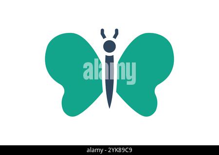 Butterfly icon. solid icon style. icon related to gardening. animal elements vector illustration Stock Vector