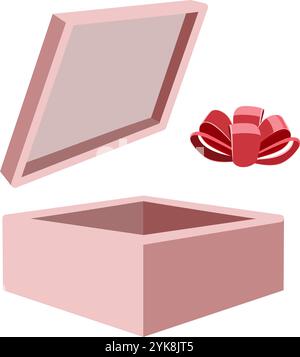 Gift box with lid and bow vector illustration Stock Vector