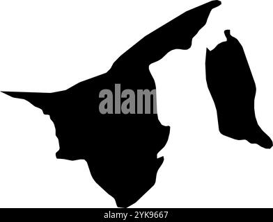 A contour map of Brunei. Vector graphic illustration on a transparent background with black country's borders Stock Vector