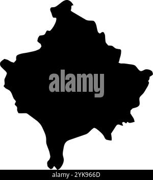 A contour map of Kosovo. Vector graphic illustration on a transparent background with black country's borders Stock Vector
