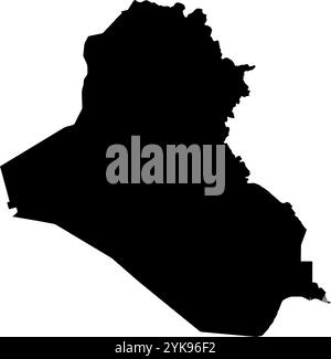 A contour map of Iraq. Vector graphic illustration on a transparent background with black country's borders Stock Vector