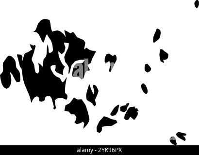 A contour map of Aland Islands. Vector graphic illustration on a transparent background with black country's borders Stock Vector