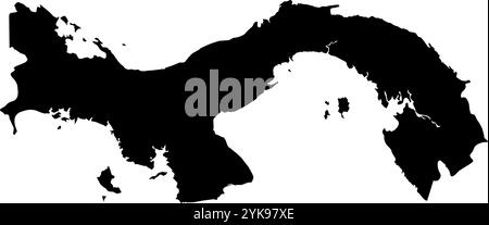 A contour map of Panama. Vector graphic illustration on a transparent background with black country's borders Stock Vector