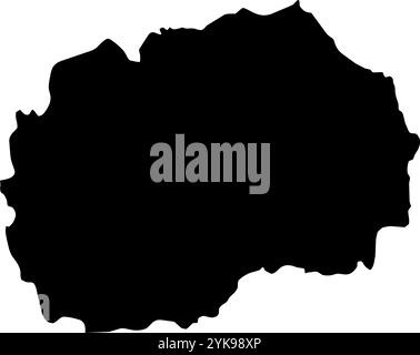 A contour map of North Macedonia. Vector graphic illustration on a transparent background with black country's borders Stock Vector