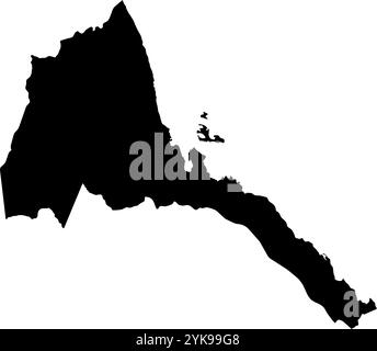 A contour map of Eritrea. Vector graphic illustration on a transparent background with black country's borders Stock Vector