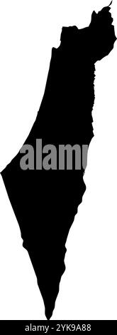A contour map of Israel. Vector graphic illustration on a transparent background with black country's borders Stock Vector
