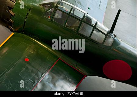 The restored Mitsubishi A6M Zero fighter is displayed with Japanese ...