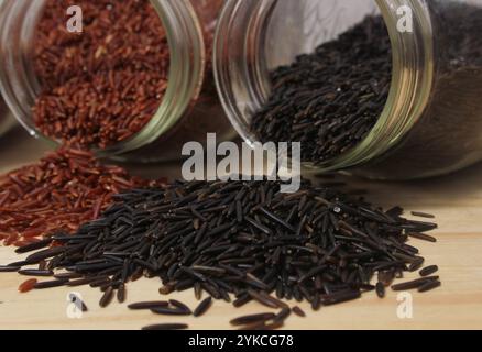 Different Rice Varieties in Rustic Kitchen Stock Photo - Alamy