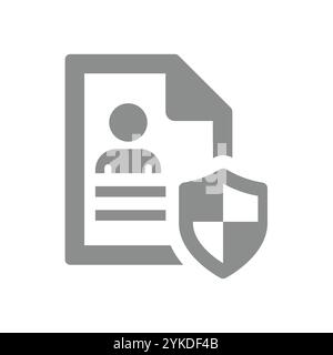 Personal data protected vector icon. Private information secured with shield symbol. Stock Vector
