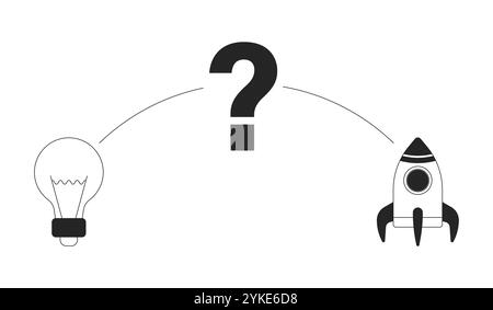 Way to realize creative business ideas black and white 2D line object Stock Vector