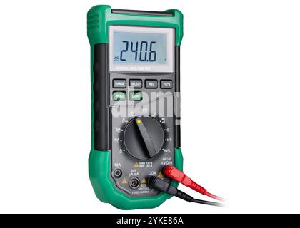 Digital Multimeter Close Up with Probes Connected Stock Photo
