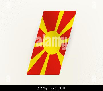 Abstract modern vertical flag of North Macedonia on beige background with dots. Flag for different types of design. Stock Vector