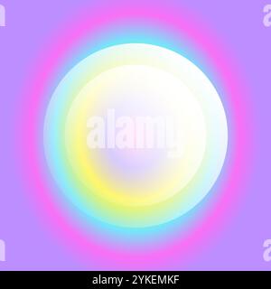 Abstract square1 into 1 ratio background with pink purple yellow sky blue radial and glowing circle overlapping Stock Vector