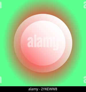 Abstract square background with green red radial and glowing circle overlapping Stock Vector