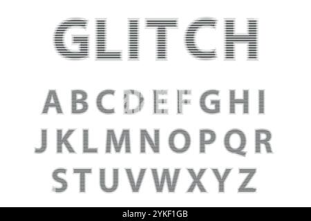 Full uppercase alphabet in glitch effect style Stock Vector