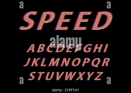 Full uppercase alphabet in glitch effect style Stock Vector