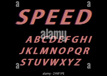 Full uppercase alphabet in glitch effect style Stock Vector