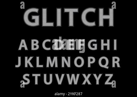 Full uppercase alphabet in glitch effect style Stock Vector