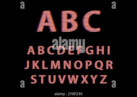 Full uppercase alphabet in glitch effect style Stock Vector