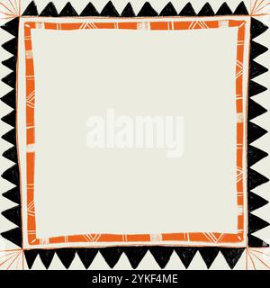 This illustration features a geometric tribal pattern with vibrant orange and black triangles, evoking desert vibes Ideal for background, print, or de Stock Photo