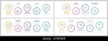 Learning strategies infographics circles set Stock Vector