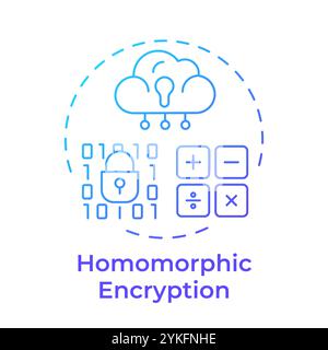 Homomorphic encryption blue gradient concept icon Stock Vector