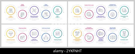 Machine learning infographics circles set Stock Vector