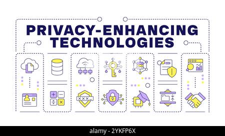 Privacy-enhancing technologies word concept isolated on white Stock Vector