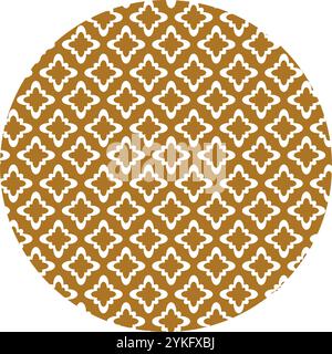 Chinese circle with Asian pattern of minimalist floral elements. Small elements created sense of flow movement within round visual focus. Simple vecto Stock Vector
