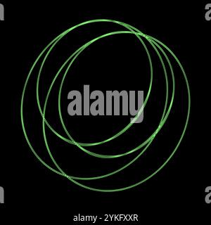 Y2K vector rave psychedelic futuristic circles object in trendy neon green black style. Surreal retro abstract geometric wireframe shapes, crypto or c Stock Vector