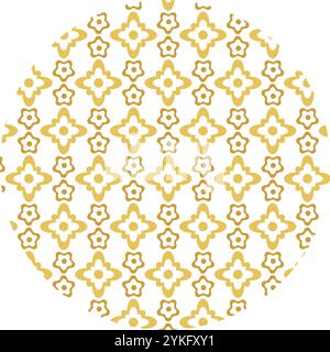 Chinese circle with Asian pattern of geometric flowers. Small elements created sense of flow movement within round visual focus. Simple vector decorat Stock Vector