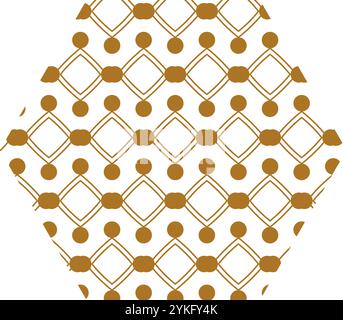 Chinese hexagon with Asian ornate intertwined zigzag squares. Small elements created sense of flow movement within hexagon visual focus. Simple vector Stock Vector